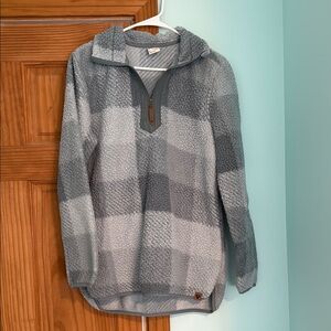 Gray Plaid Fleece Pullover